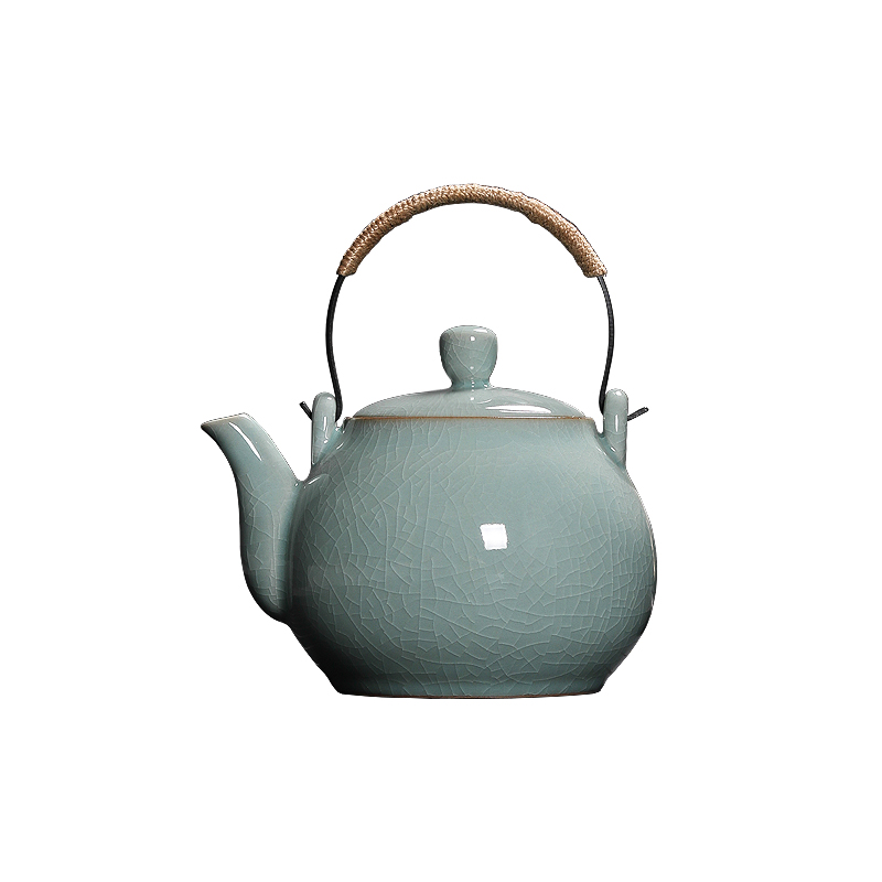 龙泉青瓷茶壶冰裂陶瓷大容量冷水壶提梁泡茶壶大号凉水凉茶壶家用