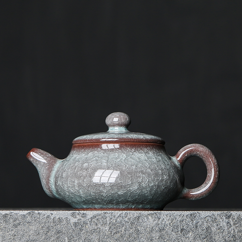 青瓷茶壶手工带过滤龙泉哥窑冰裂纹功夫茶具