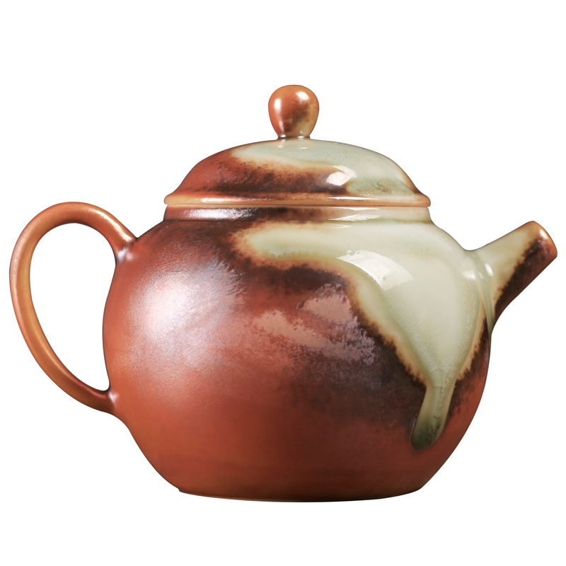 手工柴烧茶壶陶瓷自然落灰过滤小单壶