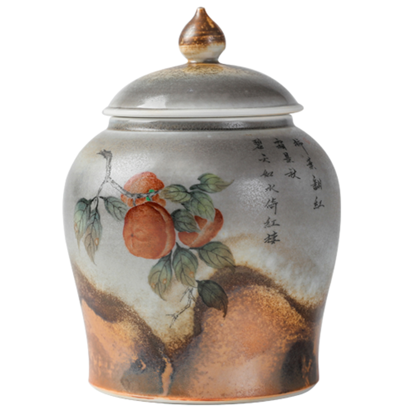 仿古陶瓷柴烧中式手绘茶叶罐