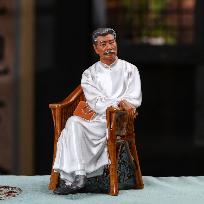 景德镇陶瓷器人物雕塑家居客厅书房书桌摆件老师毕业送礼鲁迅先生