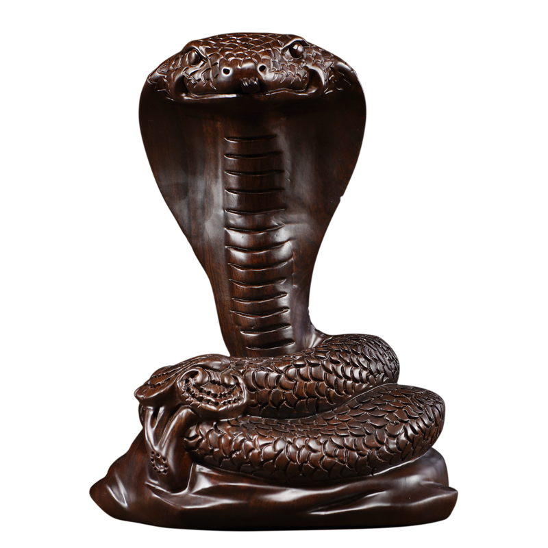 木雕摆件蛇实木质雕刻动物生肖家居客厅办公书架装饰红木工艺礼品