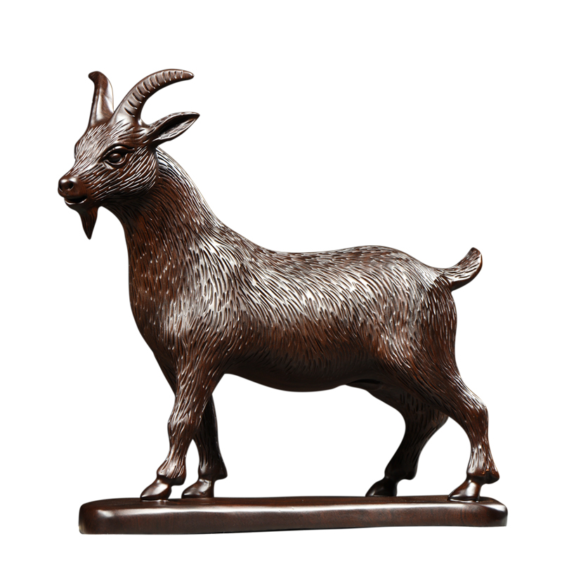 木雕摆件羊实木质雕刻动物生肖家居客厅装饰办公开业红木工艺礼品